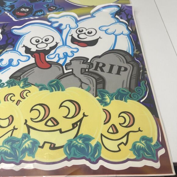 VTG Halloween Clings Window Decorations Reusable Static STICKERS Ghosts Bats - Picture 7 of 7